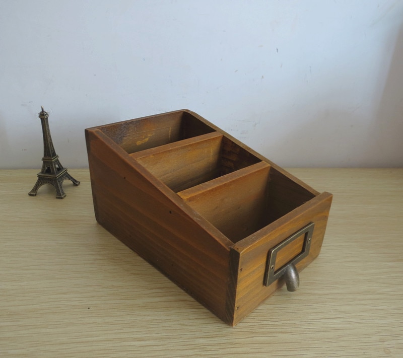 1PC Wood Storage Boxes Household Decoration Natural Wooden Desktop File Stprage Organizer Handmade Storage Box EJL 0934