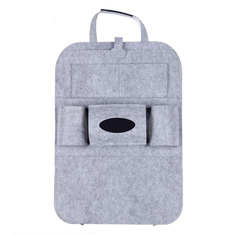 Organizador Universal para almacenaje para asiento trasero de coche, bolsa de almacenamiento de fieltro elástico para maletero, organizador con 6 bolsillos, accesorios para coche colgantes, 1 ud.: Gris