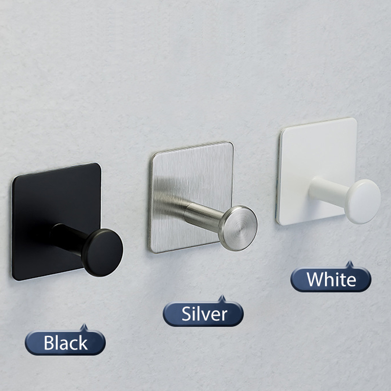 Ganchos adhesivos de acero inoxidable 304 para abrigos, perchero montado en la pared, ganchos de puerta para colgar sombreros, toallas, ropa, gancho redondo