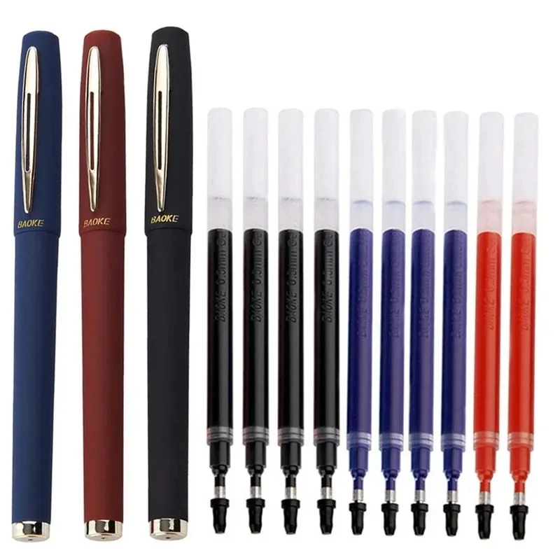 Bolígrafo de Gel de gran capacidad, 6 uds., 1,0/0,7/0,5mm, plumas de escritura a mano para caligrafía, tinta negra/azul/roja de carbono, suministros escolares