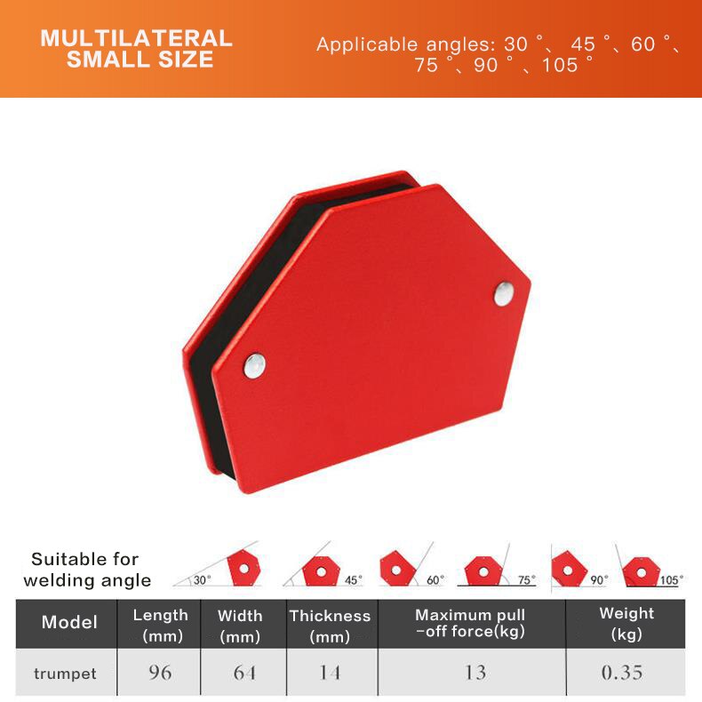 Soporte de soldadura magnético multiángulo, accesorio de soldadura de flecha fuerte, localizador de esquina, herramientas de soldadura eléctrica, 1 Uds.: Small-13kg Polygon