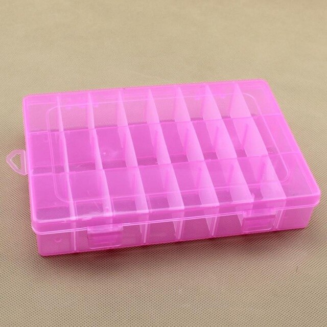OLOEY Home Portable 24 Compartment Storage Box Practical Adjustable Plastic Case for Bead Rings Jewelry Display Organizer: 2