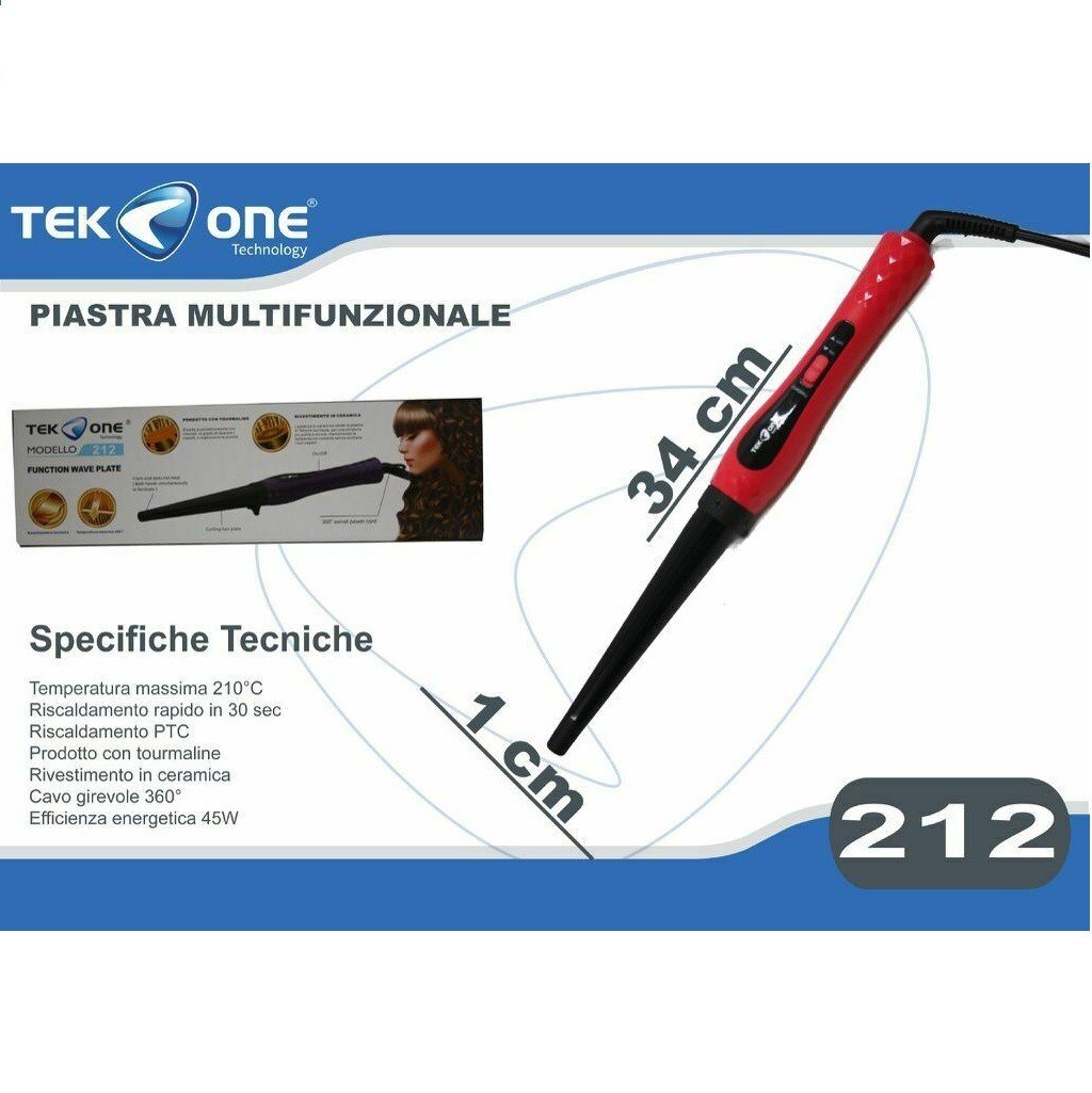 PIASTRA ARRICCIACAPELLI TEKONE 212 FERRO CONO PROFESSIONALE CERAMICA