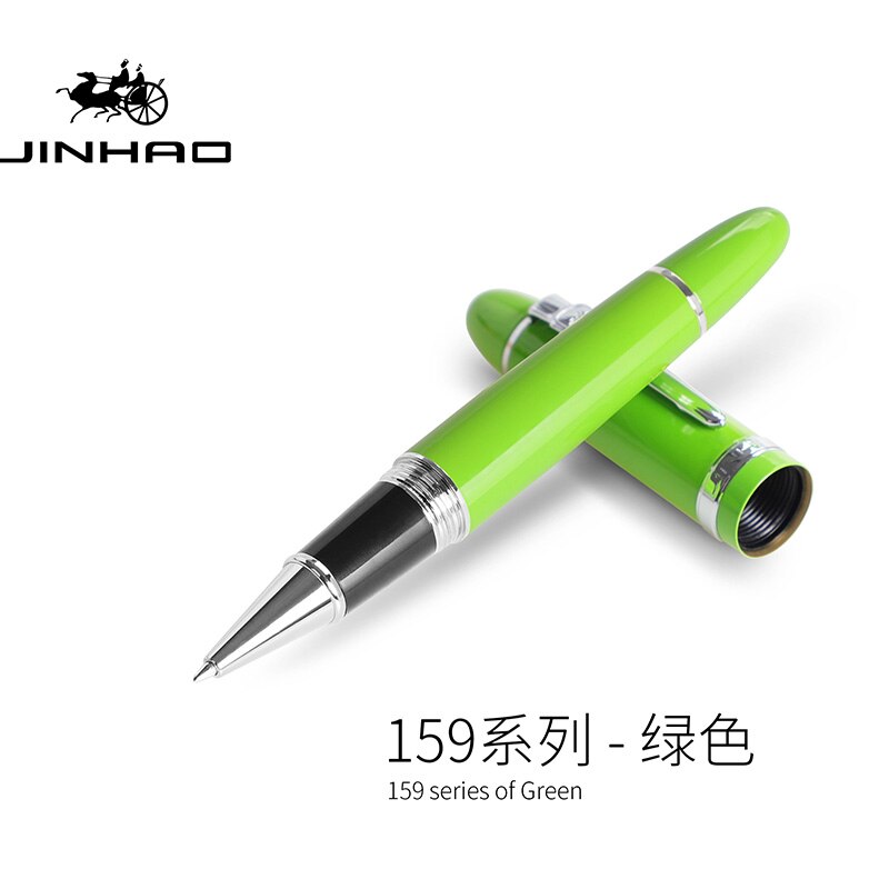 jinhao 159 Rollerball pen 0.5 MM screw cap metallic silver clip luxury pen students stationery office supplies: green