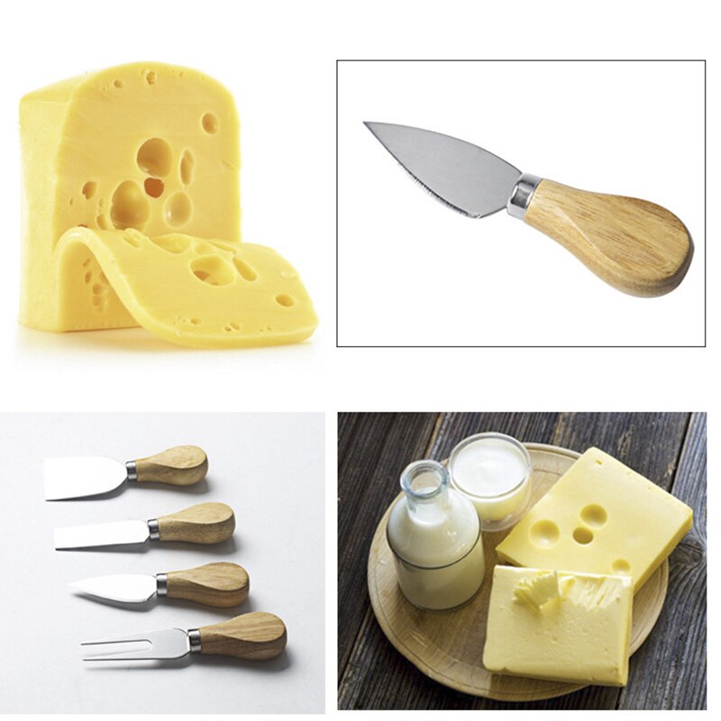 Stainless Steel Cheese Cutter Knife Slicer Sets Lemon Planers Oak Bamboo Cheese Cutter Knife Hosuehold Kitchen Accessories