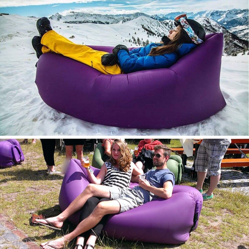 Let sovepose vandtæt oppustelig pose doven sofa camping soveposer luft seng voksen strand lounge stol hurtig foldning
