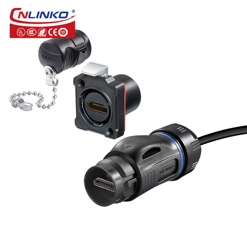 CNLINKO M24 Wasserdichter HDMI-kompatibler 2.0-Kabelstecker Hochgeschwindigkeitsübertragungsstecker für Computer UHDTV-Videoprojektor: Orange