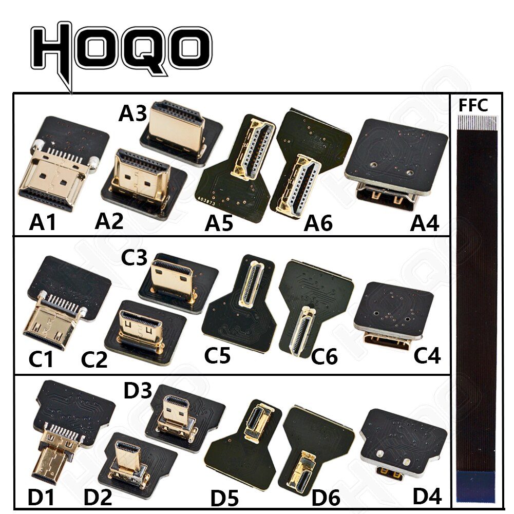 Do złącza DJI HD MI FPV Elastyczny kabel Micro HD do Mini HD żeński 90/270 stopni FFC 20-pinowy płaski kabel taśmowy zgodny z HDMI