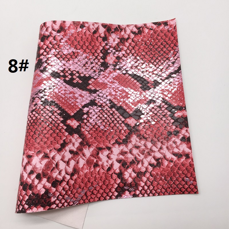 Tela metálica de piel sintética de serpiente, hojas de cuero sintético, para hacer lazos, R2033A, 21x29cm, 1 unidad: 8