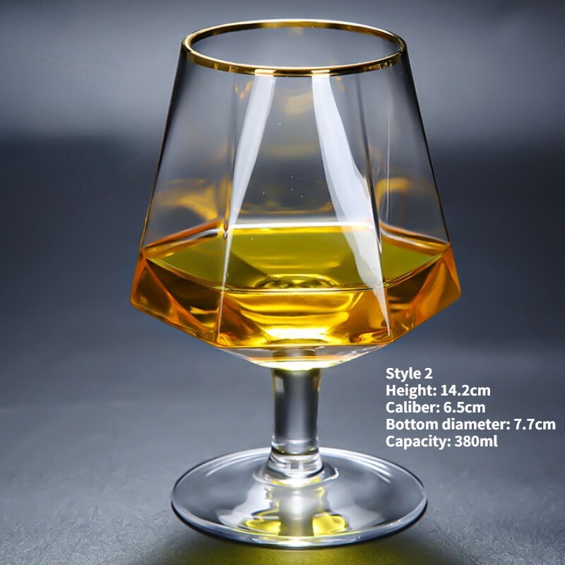 300-600ml Lead-Free Crystal Whiskey Brandy Wine Glass Exquisite Shape Goblet Festival Family Bar Drinkware Cup: S2 380ml