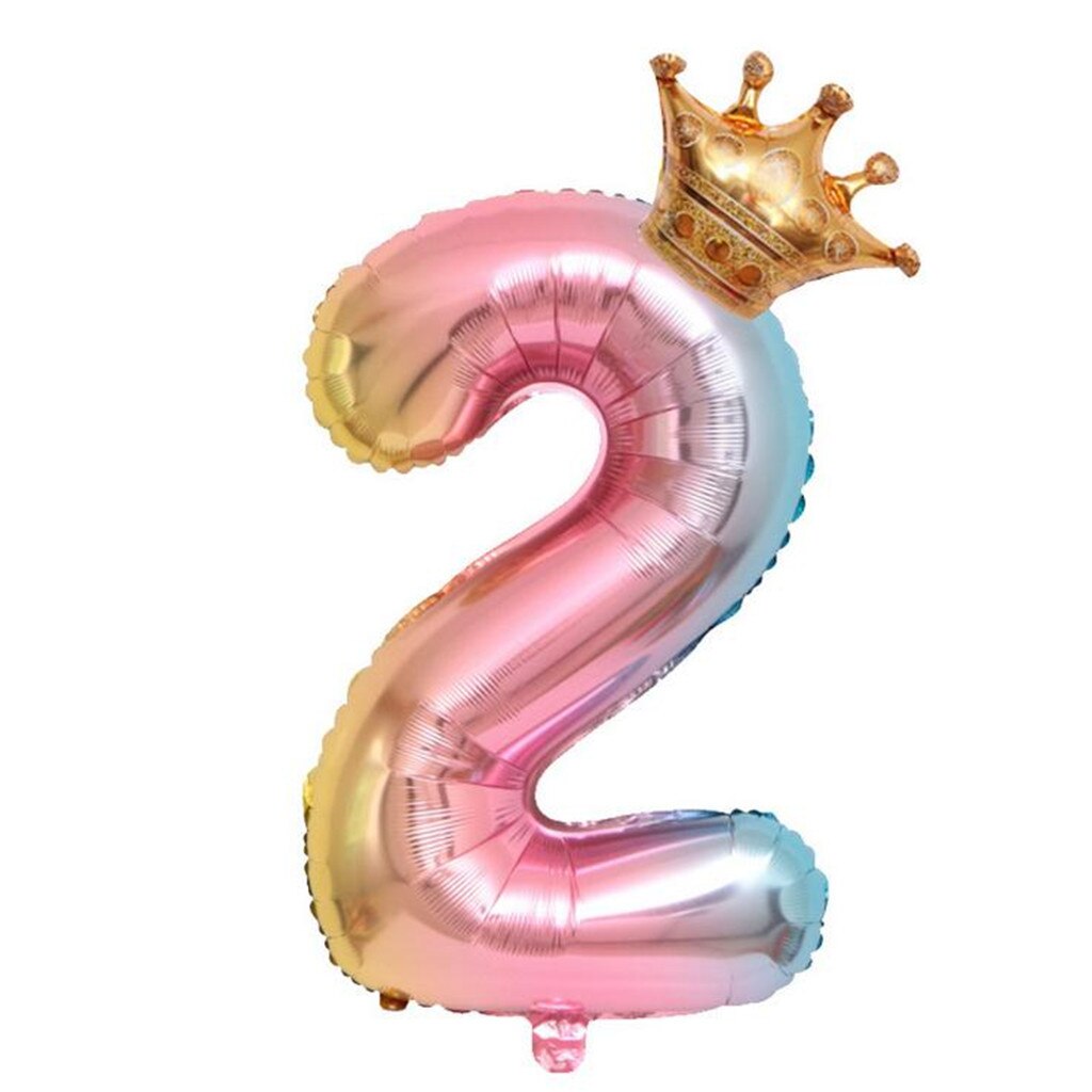 32 Inch Crown Number Foil Balloons Number Ballon Happy Birthday Party Decoration Wedding Party Decorations Ballons