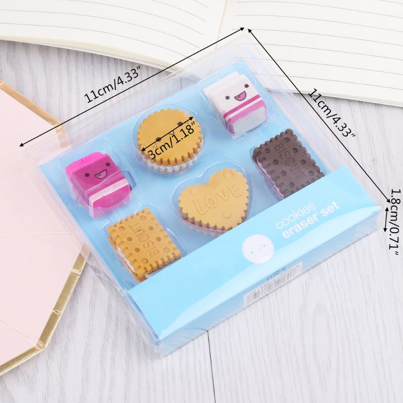 6 teile/satz Kawaii Keks Milch Gummi Bleistift Radiergummi freundlicher Schüler Schule Schreibwaren G92E