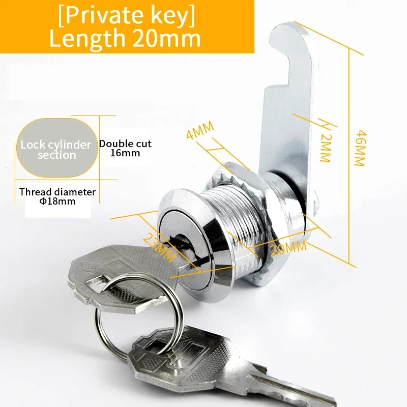 5/20 juegos de cerradura de buzón de seguridad, cerradura de gabinete con 2 llaves, cilindro de Metal para archivador de 16MM/20MM/25MM/30MM: M / Castaño