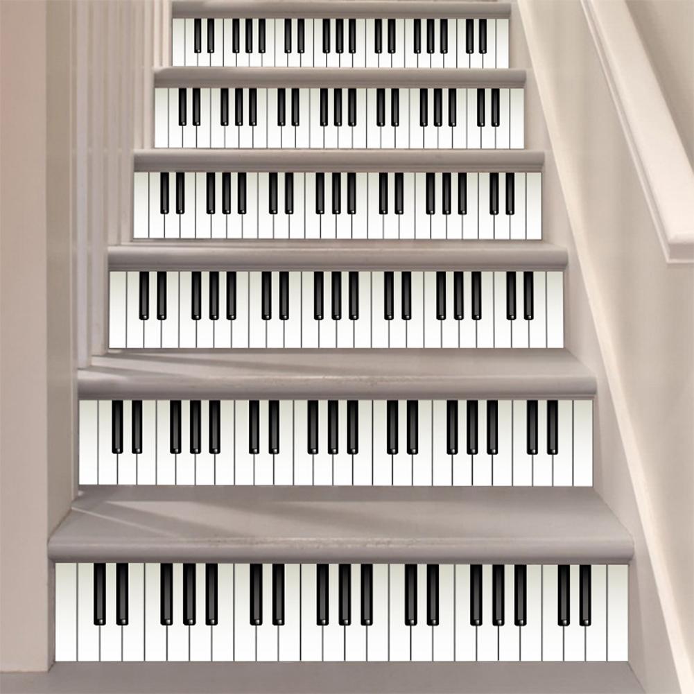 2Pcs Piano Keyboard Waterproof Stairs Stickers Decal Removable Home Ornament Home Decoration Stickers