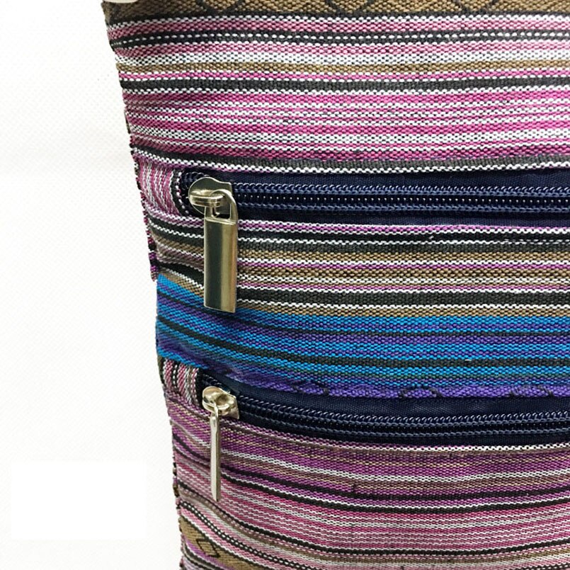 Kleine Sling Crossbody Messenger Bag Voor Vrouwen Bohemian Hippie Hobo Tassen Katoenen Canvas Dubbele Rits Tas Vrouwen Dame Schoudertassen