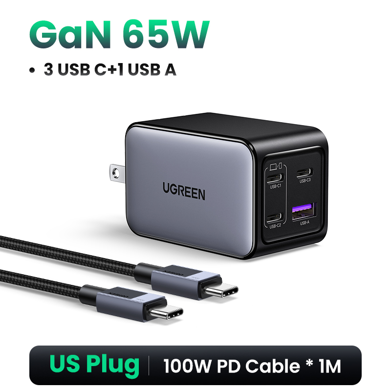 Ugreen 65W Gan Oplader Snel Opladen 4.0 3.0 Pps Pd 3.0 Snellader 3 Usb C Voor Macbook Air Laptops Tablets Iphone 16 15 14 Pro: au