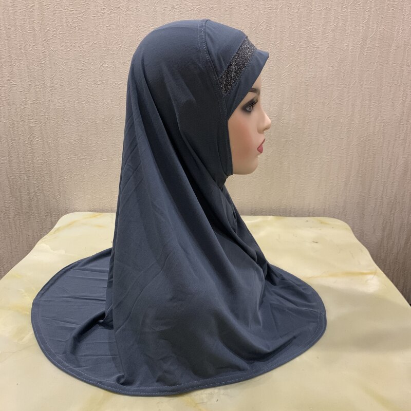 H063a dorosłych lub duże dziewczynki brokat modlić hidżab muzułmańska chusta islamska chustka kapelusz amira ciągnąć na headwrap: black gold