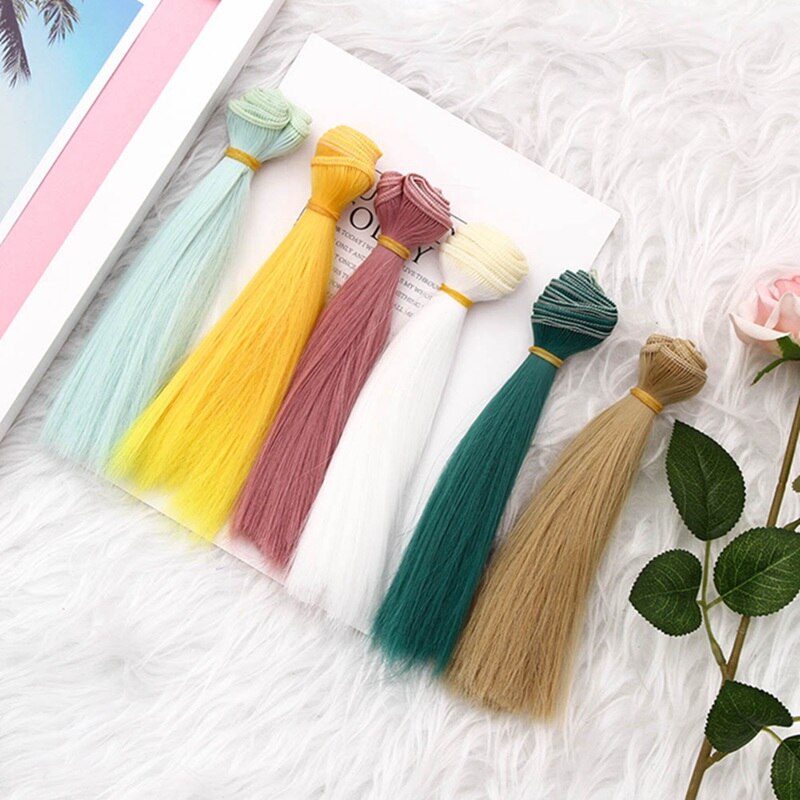 1pcs 15*100cm Doll Accessories Straight Synthetic Fiber Wig Hair For Doll Wigs High-temperature Wire