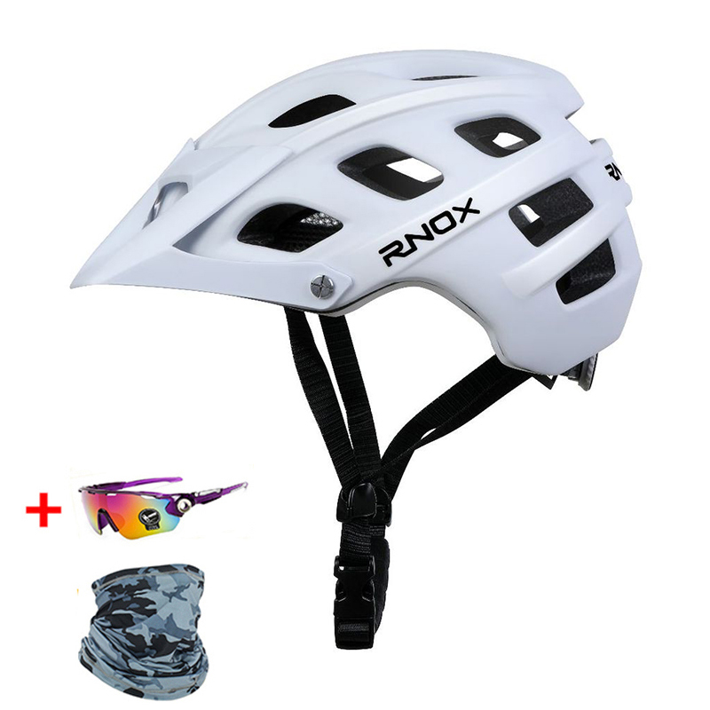 RNOX-casco de ciclismo ligero para hombre y mujer, gorra de seguridad transpirable en molde, para deportes al aire libre, equipo de bicicleta de montaña y carretera: white 2