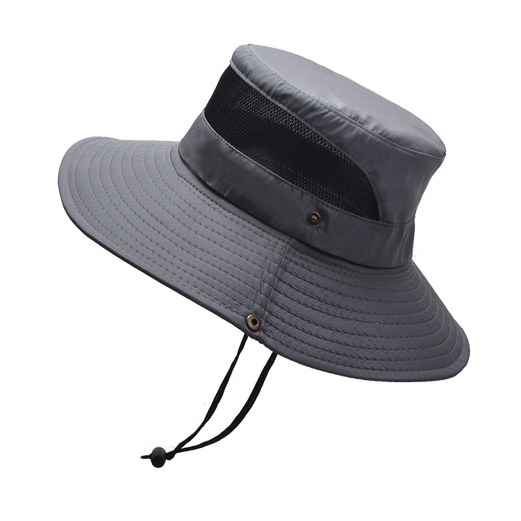 Men and Women Mesh Breathable Fisherman Cap Casual Solid Color Bucket Hat Panama Caps Summer Sun Hat Motorcycle Hat Climbing Hat: Dark Gray