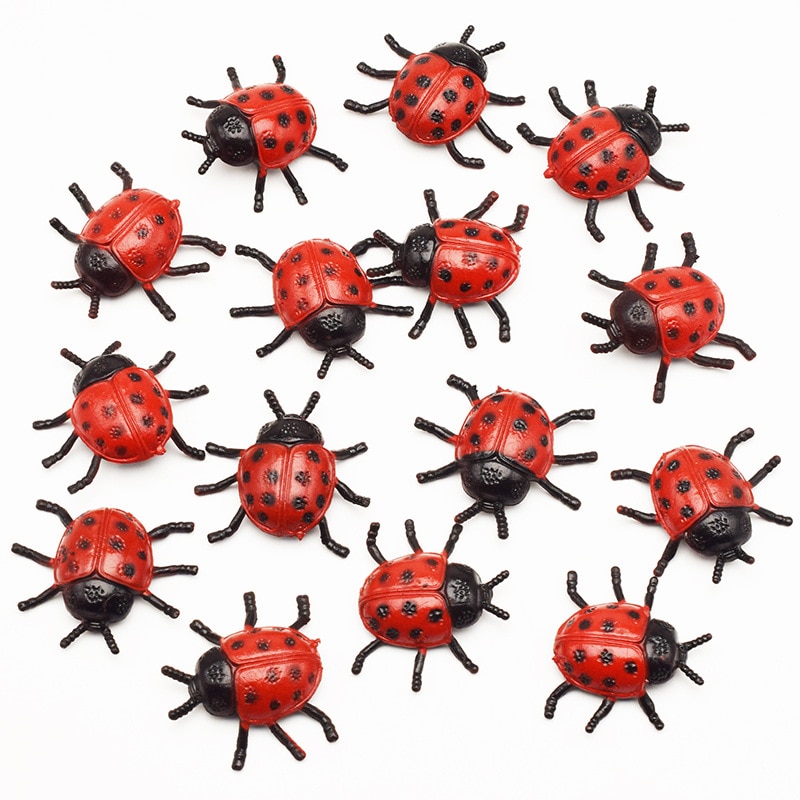 10Pcs Pvc Simulatie Lieveheersbeestje Speelgoed Levensechte Insect Biologie Leren Gereedschap Kids Little April Fool &#39;S Day Beangstigend Speelgoed