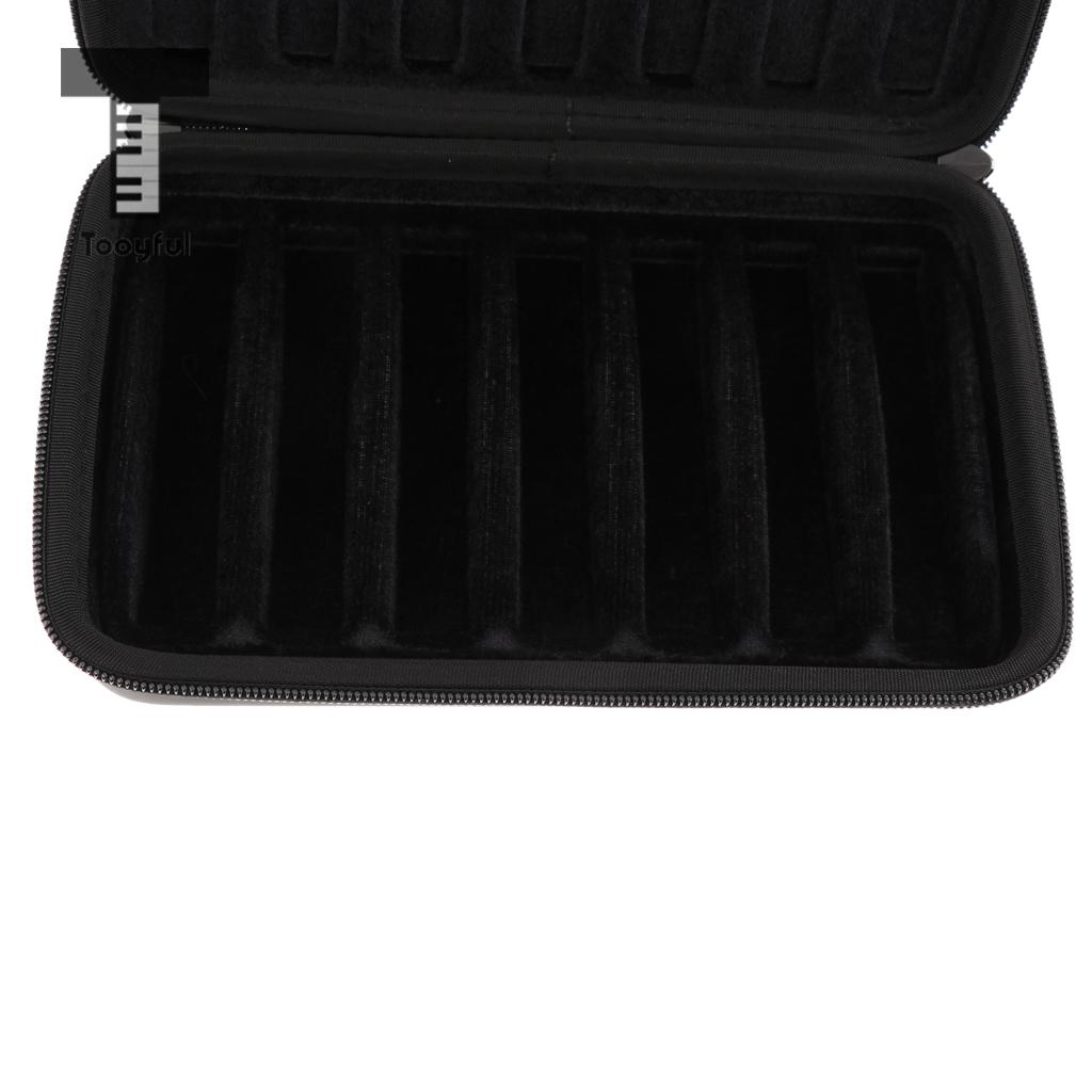 Tooyful Draagbare Eva 10 Holes Harmonica Storage Case Bag Mond Orgel Doos Container Zwart-Hold 7 Pcs Harmonica