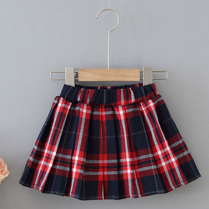 Girls Skirts Autumn Children Toddler Kids Baby Girls Plaid Print Elastic Waist Short Tutu Skirts Casual Pleated Skirts clothes