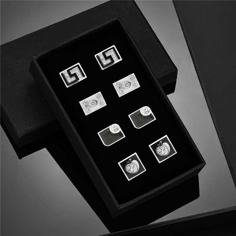 Juego de 4 pares de gemelos para hombre, recuerdos de boda, para padrinos de boda, camisa para hombre, gemelos con caja, joyería de lujo, pinzas para corbata