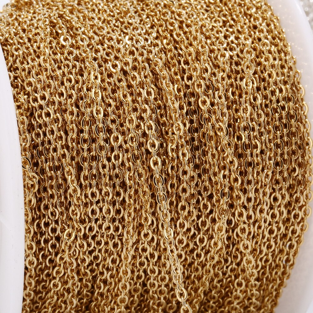 10 meter guld rustfrit stål kæde til armbånd metal halskæder 1.5mm rolo kabel kæder bulk diy smykker fremstilling