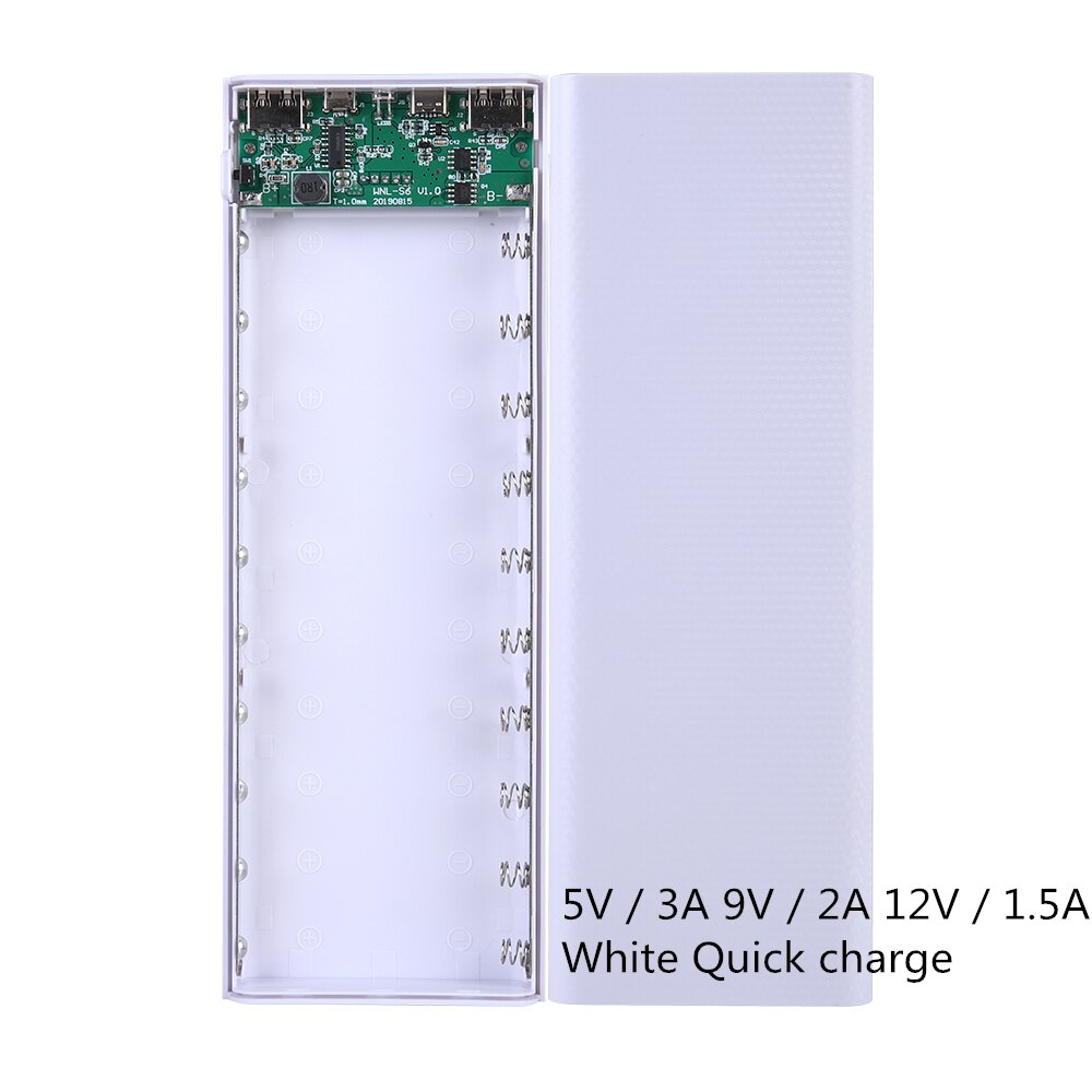 Power Bank Case 10*18650 Dual USB With Digital Display Screen Mobile Phone Charger DIY Shell 18650 battery Holder Charging Box: White Quick charge