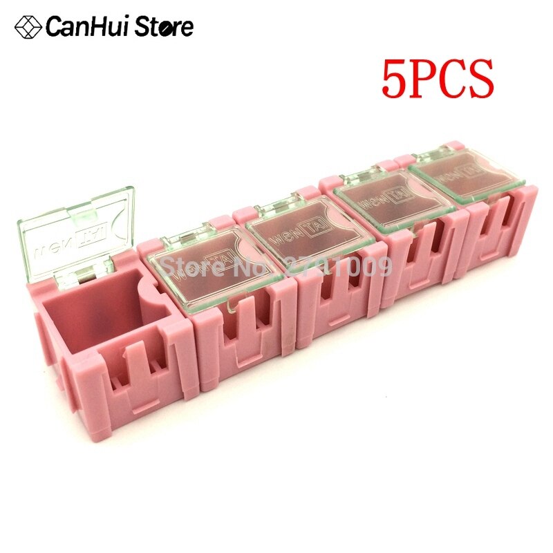 DIY Gereedschap Verpakking Elektronische Componenten Schroef Opbergdoos Verwijderbare Opslag SMD SMT Sieraden Werkzeug Fall: 1Number Pink 5PCS