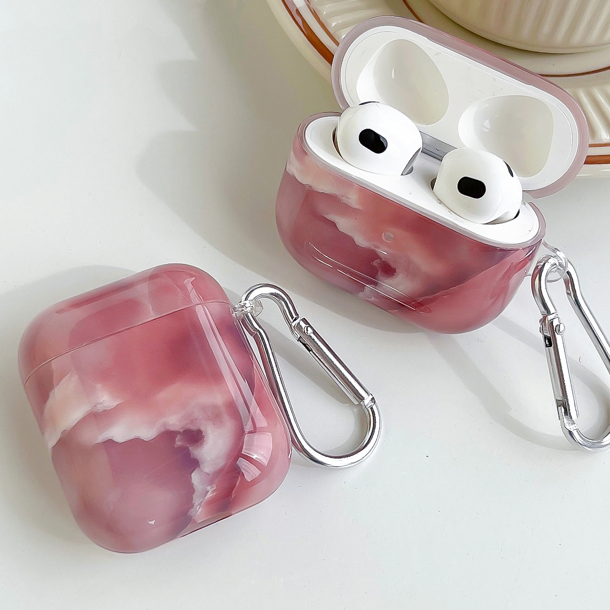 Draadloze Bluetooth-hoes voor AirPods1/2 AirPods3 AirPods pro en pro2 TPU-marmerkorrel oortelefoonhoes