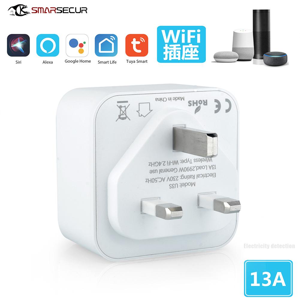 Tuya Wifi Smart Socket Uk Plug Remote Timing Outlet Adapter Voice Control