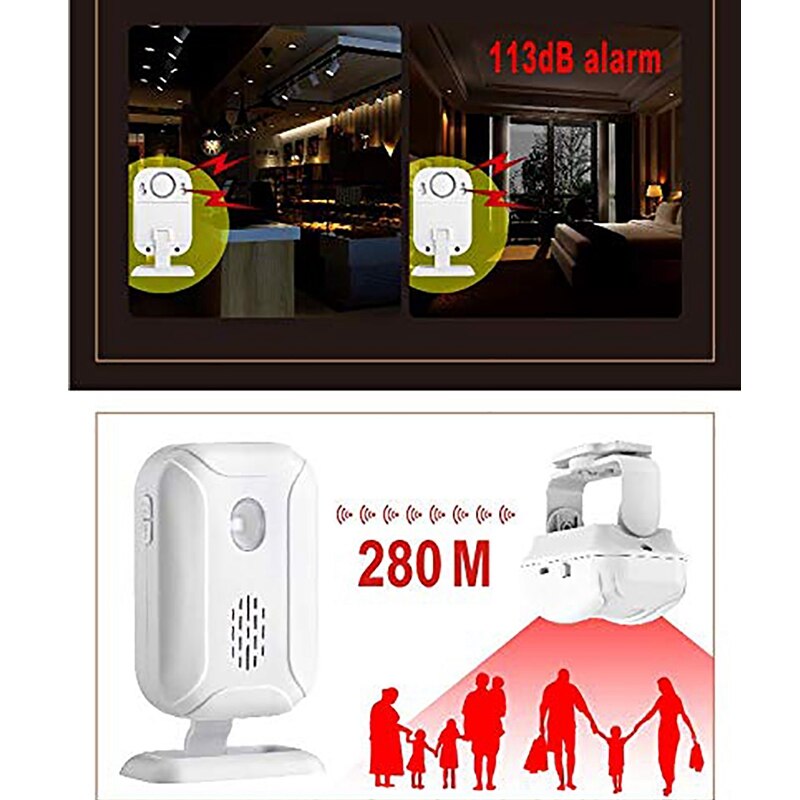 Draadloos Alarm Deurbel Pir Winkel Welkom Entry Chime Home Security Oprit Alarm Infrarood Detector Inductie Deurbel