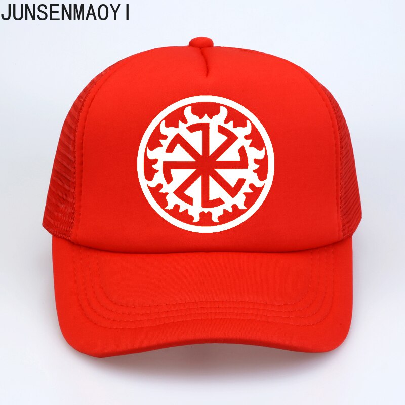 Slavic Amulet Pagan Solar Symbol Slavic Wheel Nordic Amulet Viking Men Baseball Mesh Net Trucker Caps Hats Sun Hat