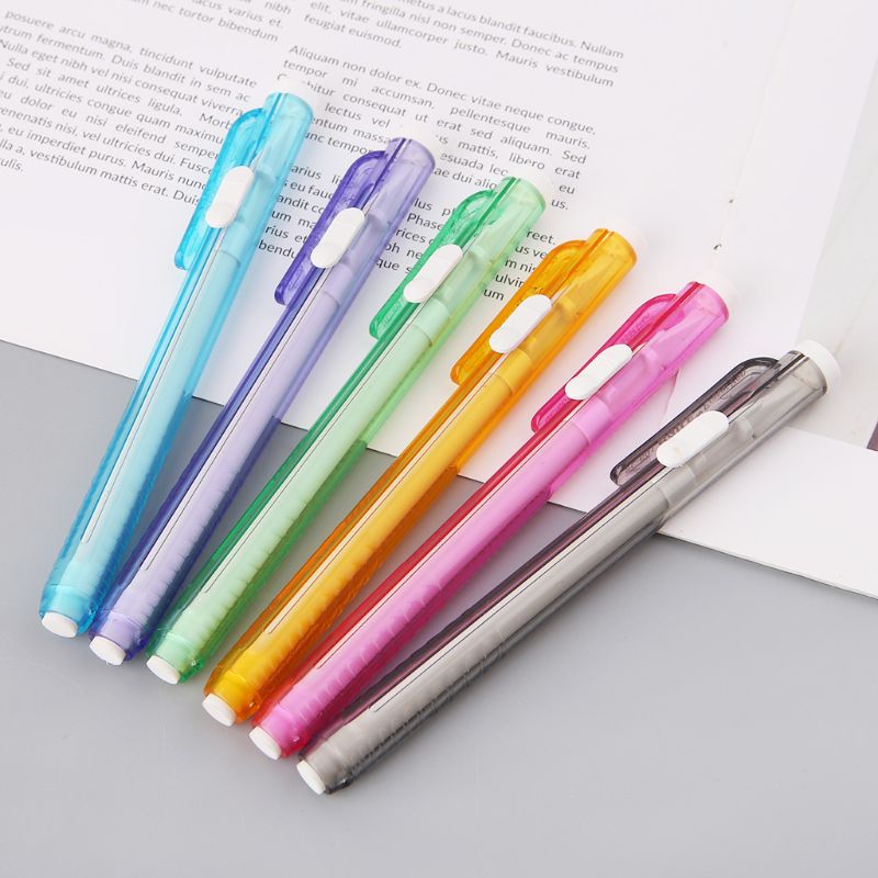 Press Pen Shaped Eraser Writing Drawing Pencil Erase Student School Office Stationery Learning Painting Accessory