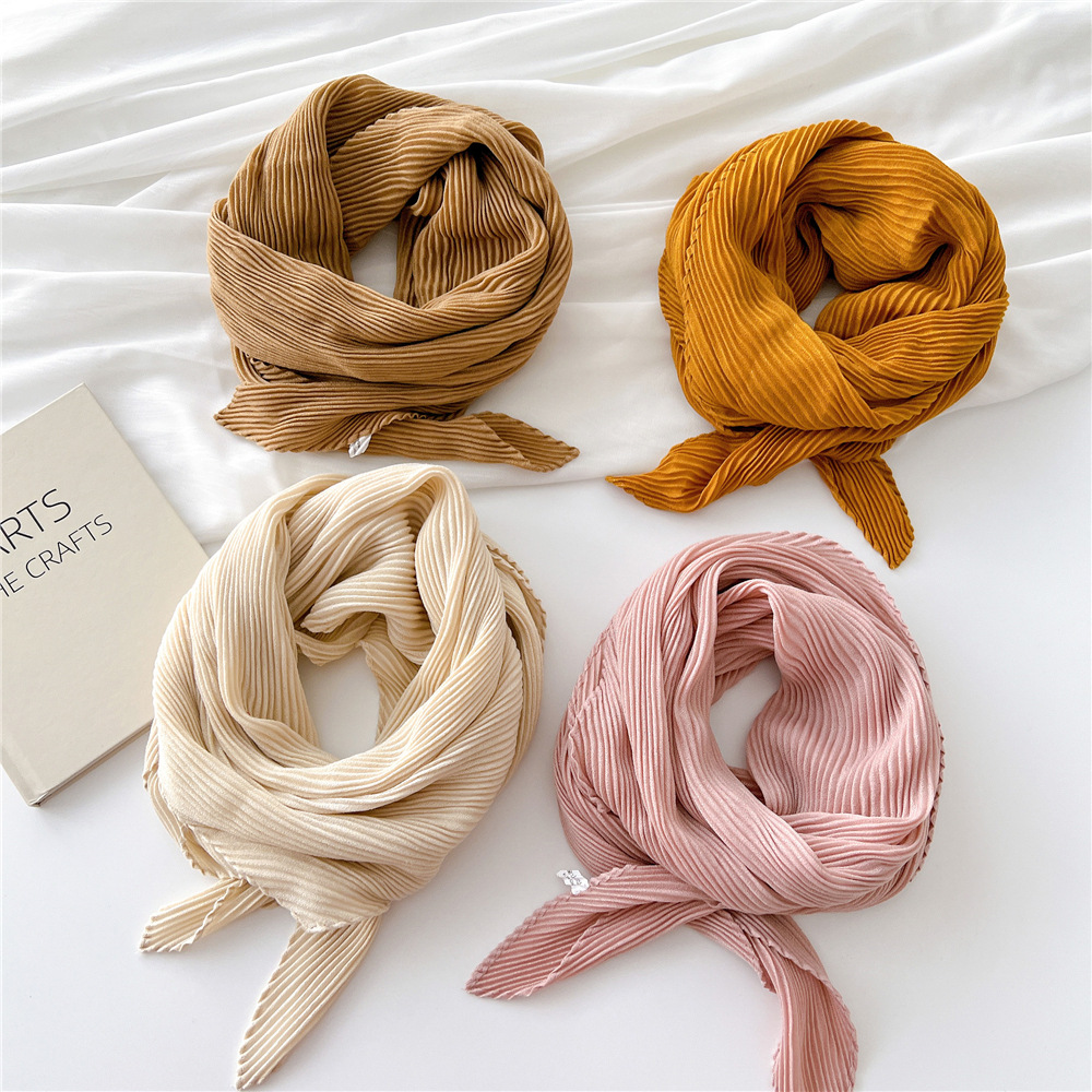 Lenços Bandana Grandes para Mulheres, Rugas Hijab, Xales Quadrados, Envoltórios, Lenços Macios de Pescoço de Algodão, Monocromáticos, 90cm