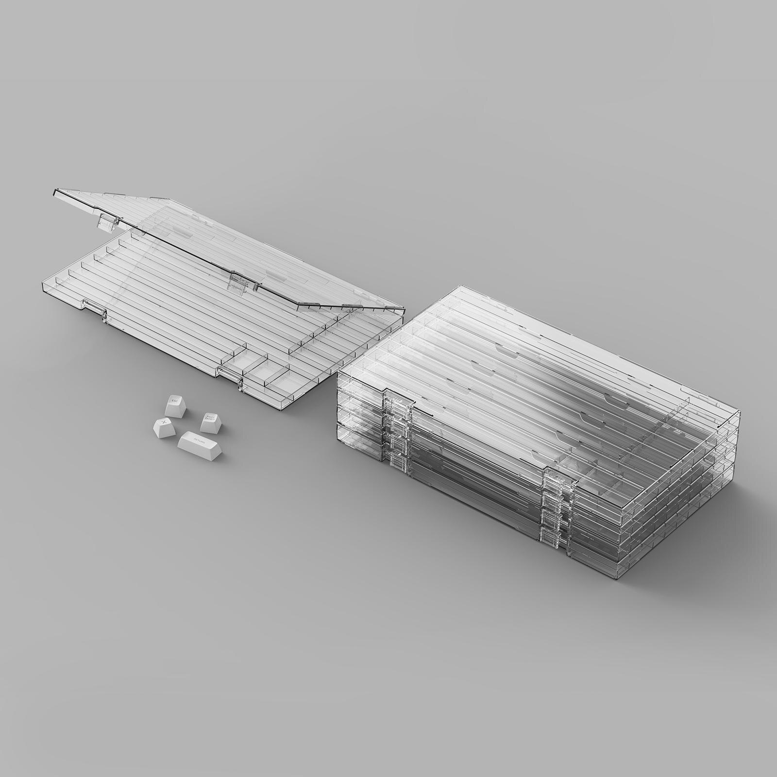 Transparent Keycap Storage Box With Cover DIY Keycaps Set Display Organizing Lids Bins Sheet Keyboard Profile Collection Case