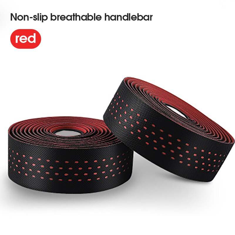 6 kleuren racefiets stuurlint racefiets stuurlint band antislip fietsaccessoires reflecterende geleiding met plug: Rood