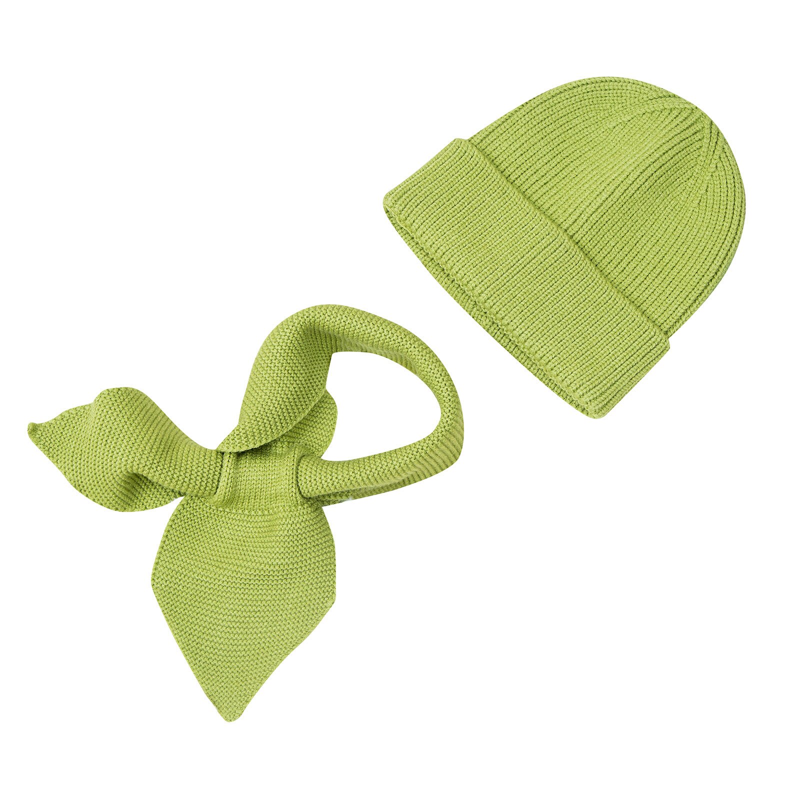 Muqgew Kinderen Muts Sjaal Pak Herfst Winter Knitteed Kids Muts Sjaal Set Katoen Meisjes En Jongens Hoeden Hals Kinderen sjaal: Green