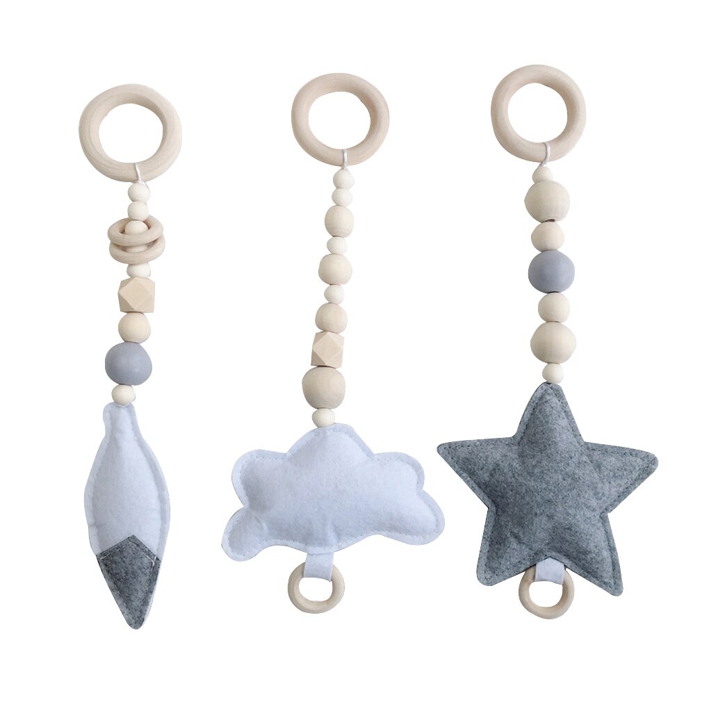 3 Stks/set Baby Rammelaar Speelgoed Nordic Stijl Houten Rammelaar Ring Kralen Play Toy Wandelwagen Opknoping Speelgoed: NO.5
