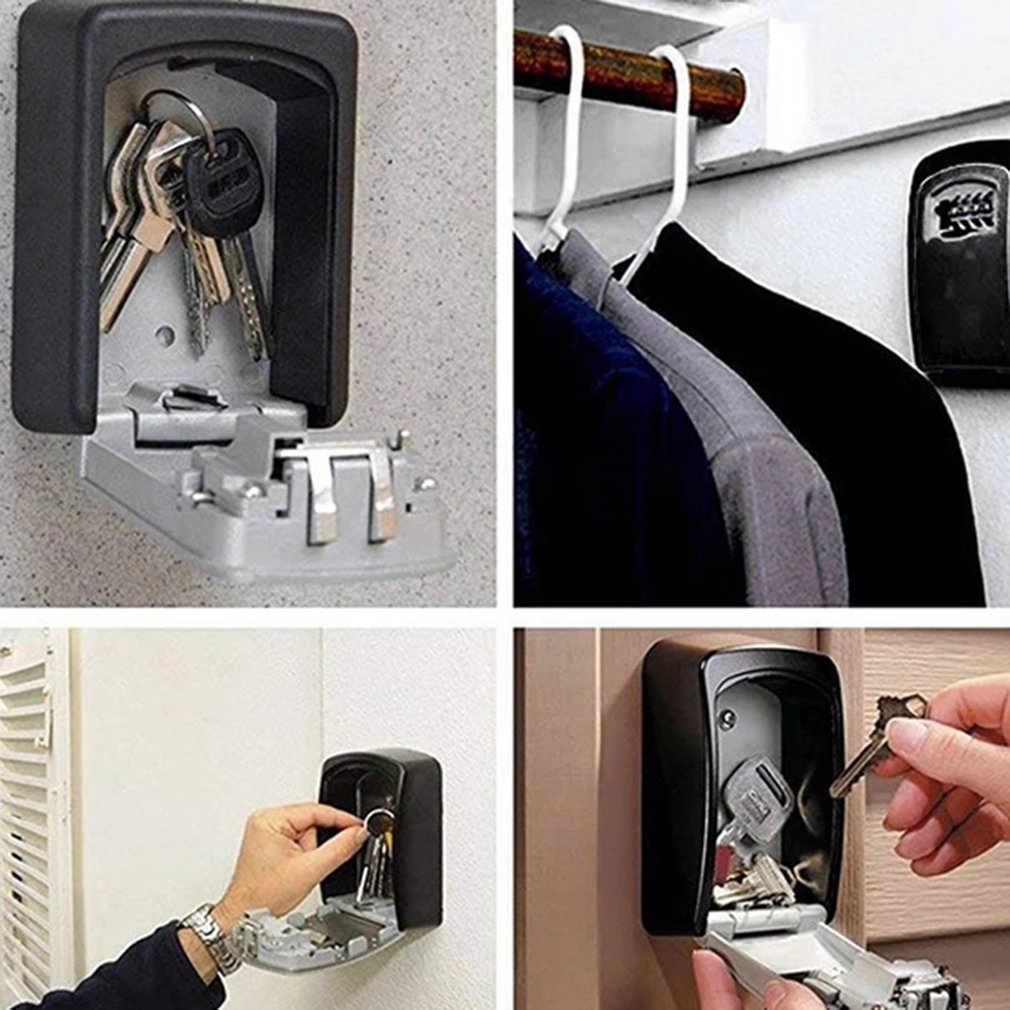 Key Safe Box Outdoor Digit Wall Mount Combination Password Lock Aluminum Key Storage Box Security Safes