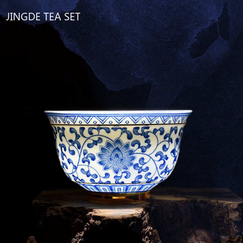 Service à thé en porcelaine bleu et blanc Antique, ensemble de théière et tasse chinois avec filtre en céramique,