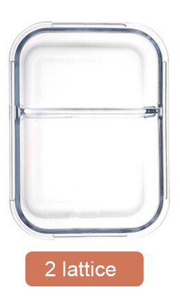 Korean style Lunch Box Glass Microwave Bento Box Food Storage Box school food containers with compartments for kids: 2 lattices / 1000ml