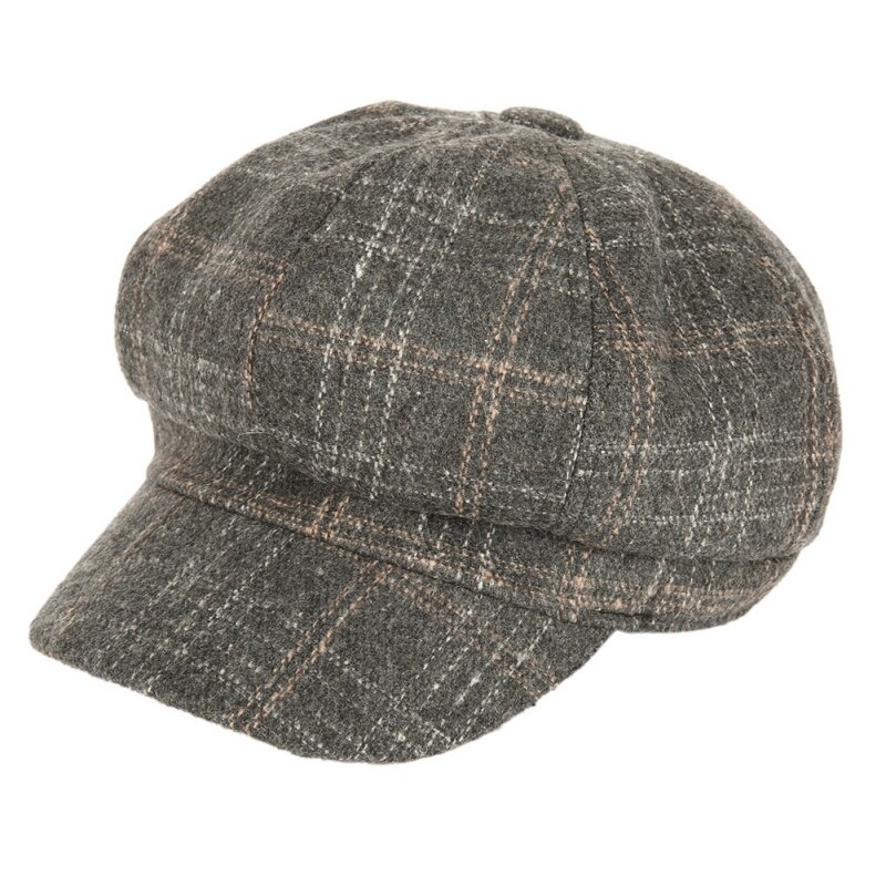 Rutig basker kvinnor utomhus sport springa mössa höst och vinter män stilig åttkantig mössa retro brittisk emalj målare hatt