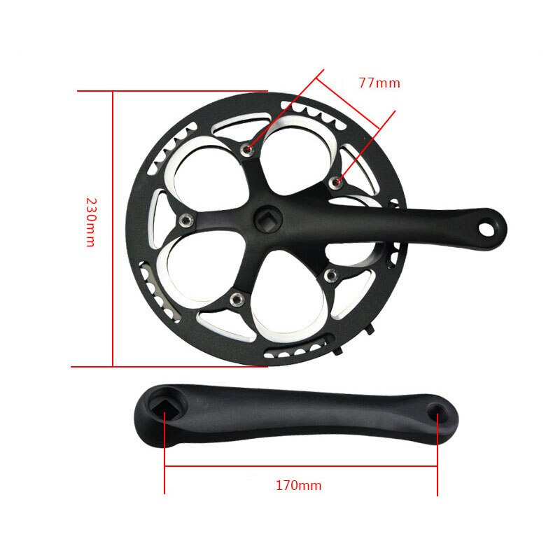 Polkupyörän kampi polkupyörän osat maastopyörä bmx kammet ketjupyörä bcd 130mm nelikulmaista reikää 52t yksinopeuksinen mtb ketjupyörä