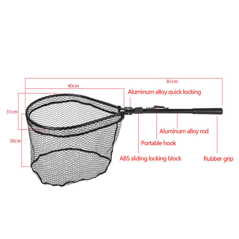 1 X pliant filet de pêche Brail maille filet d'atterrissage truite caoutchouc attraper outil extérieur