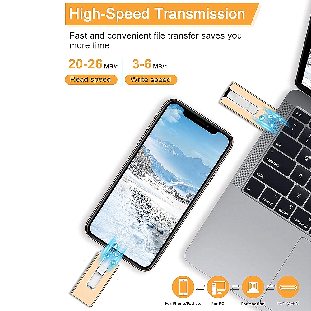 Telefon usb 3.0 256gb 32g usb flash-stasjon 4 in 1 for iphone ipad android telefon ekstern lagring 128gb 64gb minnepinne usb-pinne