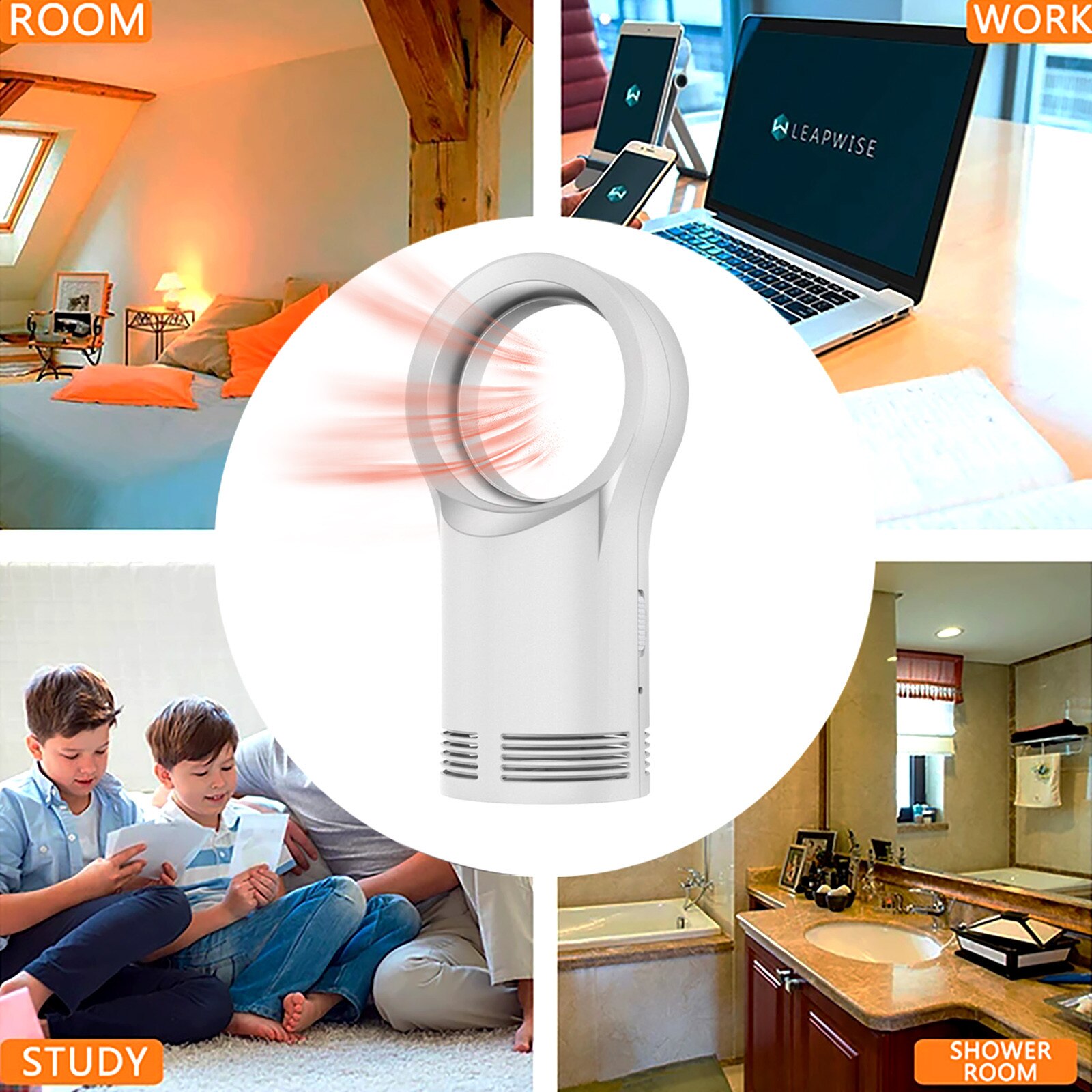 Leafless Electric Fan Home Desktop Bladeless Heaters Space Air Warmer Fan Adjustable Portable Thermostat Multifunctional Heater