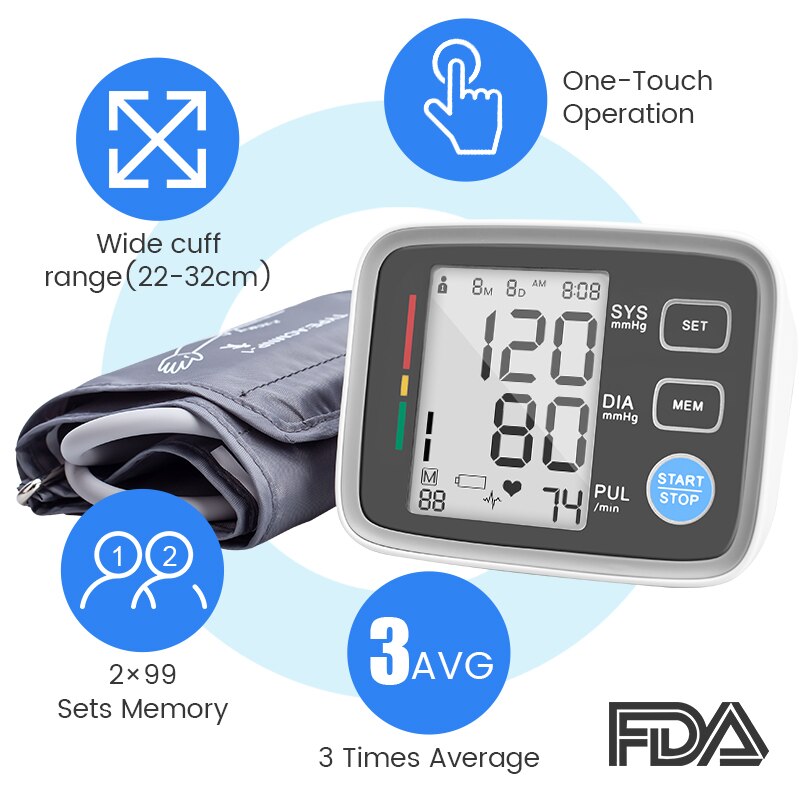 Bloeddrukmeter Automatische Bloeddrukmeter Tonometer Digitale Bovenarm Bloeddrukmeter Pulse Hartritme Meter